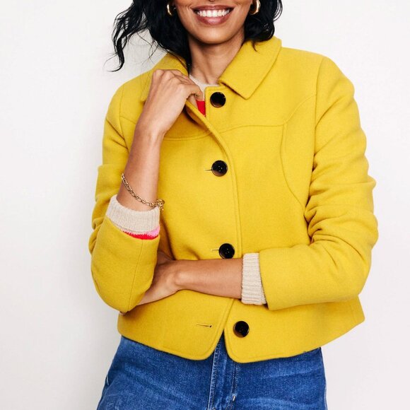 New Boden Wool Blend Oxford Melton Jacket Yellow 6 $299 - Picture 1 of 8